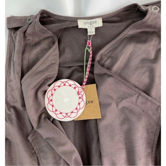 Umgee Sz S Brown Faux Suede Leather Drawstring Vest Womens - Picture 5 of 6